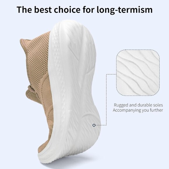 ⚡Men Khaki Fashion Mesh Non Slip Lightweight Workout Breathable Gym Sneakers - Picture 4 of 6